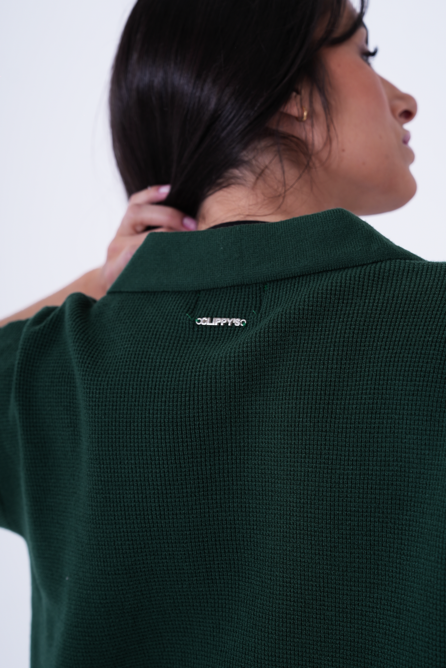Green knit polo T-shirt