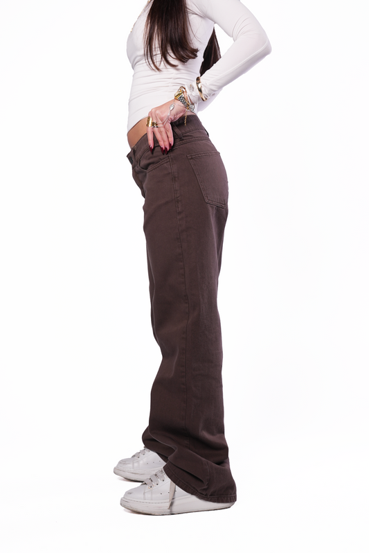 Mid Rise Brown Women Jeans