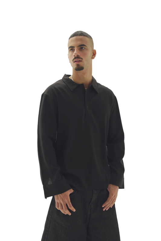 Quarter black linen shirt