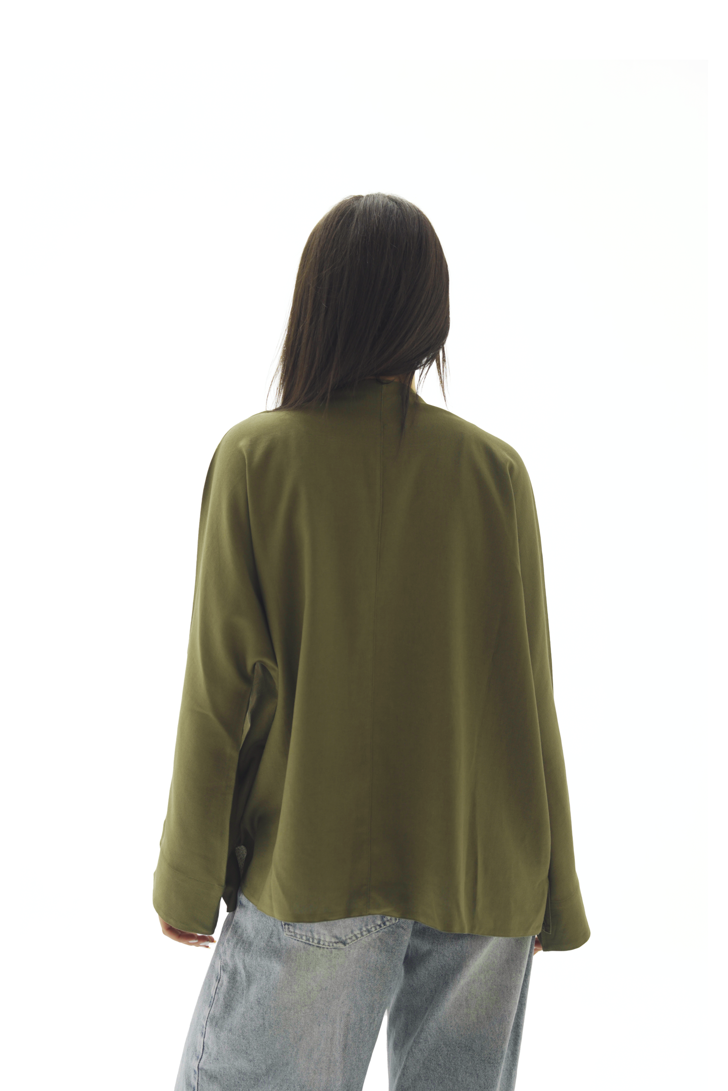 Double buttoned olive linen chemise