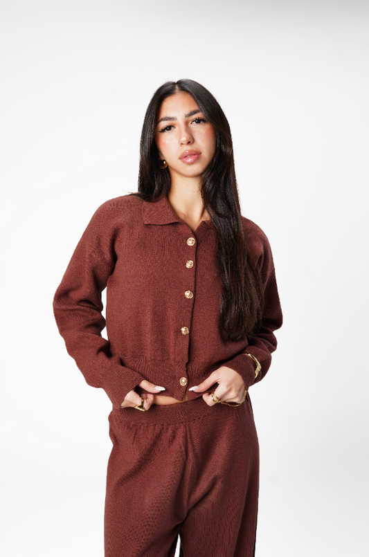 Reddish Brown Knit Cardigan