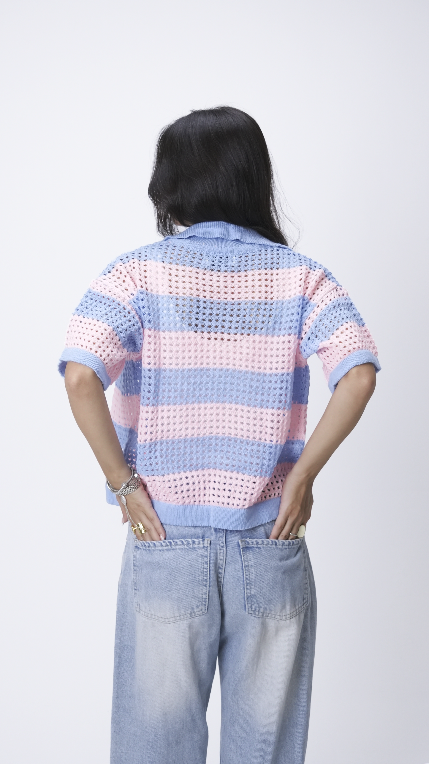 Baby blue & Pink knit cardigan