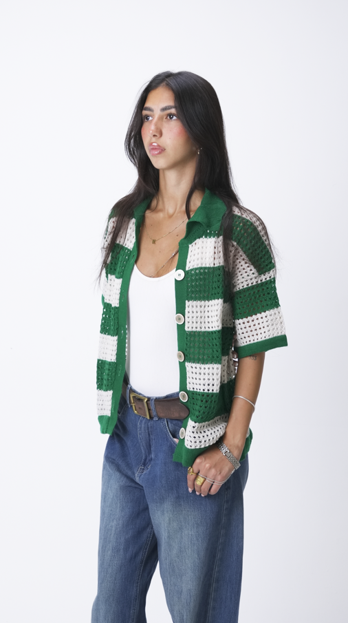 Green & Beige knit cardigan