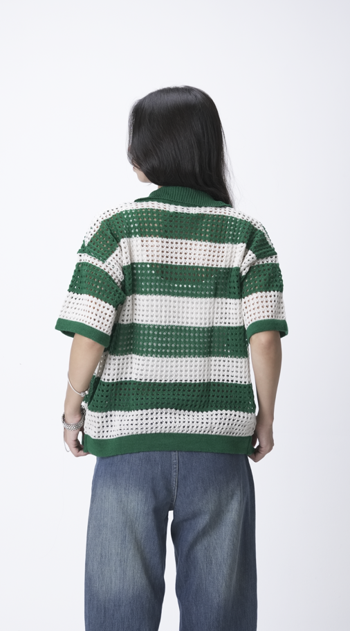 Green & Beige knit cardigan