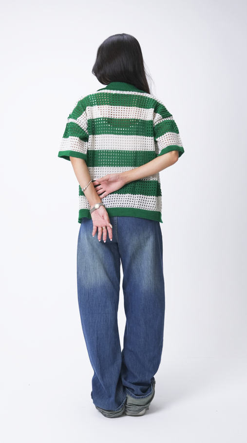 Green & Beige knit cardigan