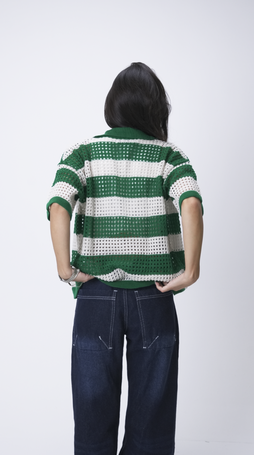 Green & Beige knit cardigan