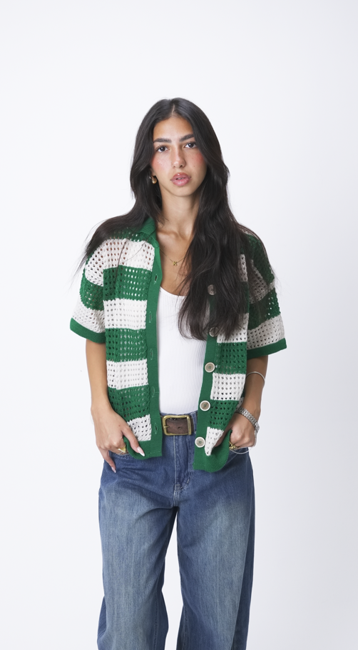 Green & Beige knit cardigan