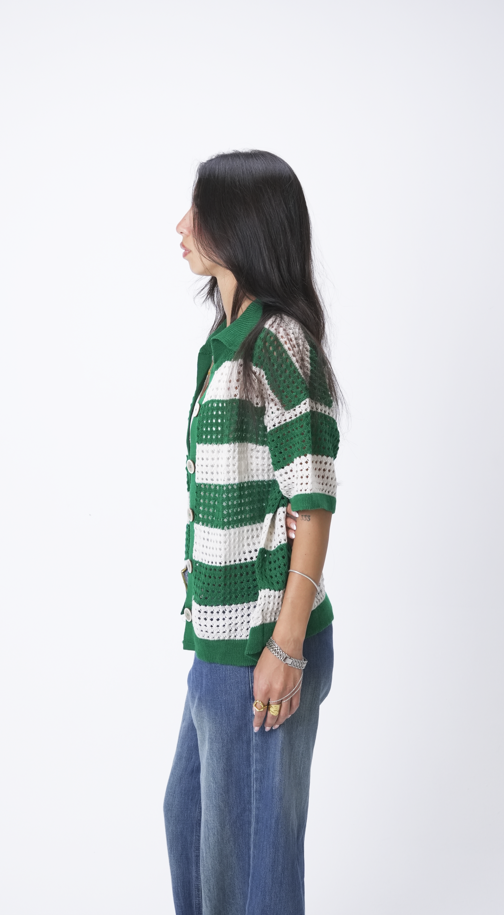 Green & Beige knit cardigan