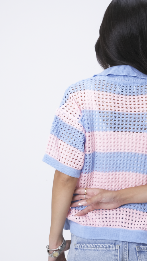 Baby blue & Pink knit cardigan