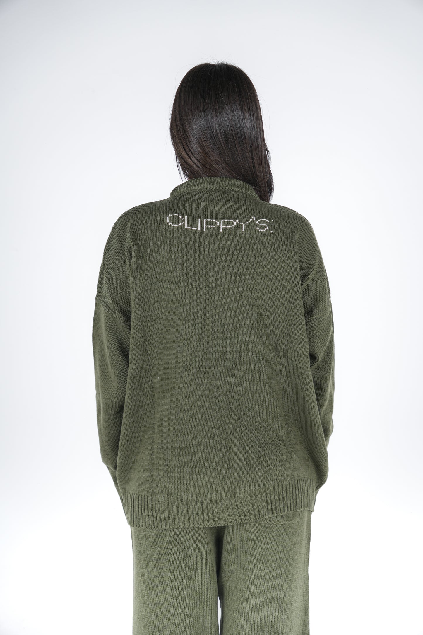 Olive Clip Knitted Crewneck