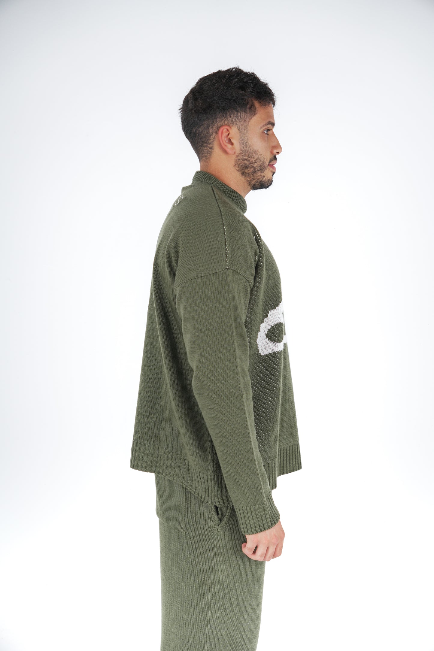Olive Clip Knitted Crewneck