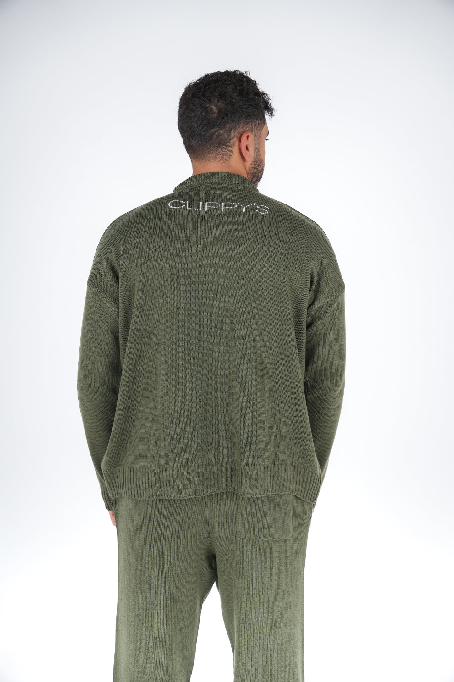 Olive Clip Knitted Crewneck