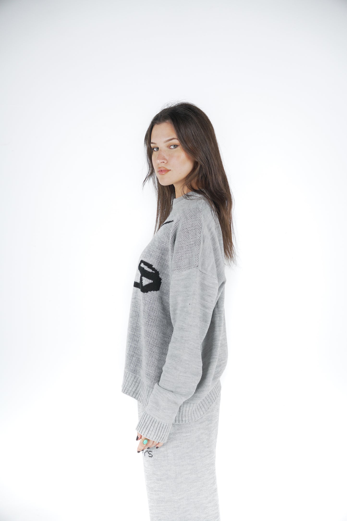 Grey Clip Knitted Crewneck