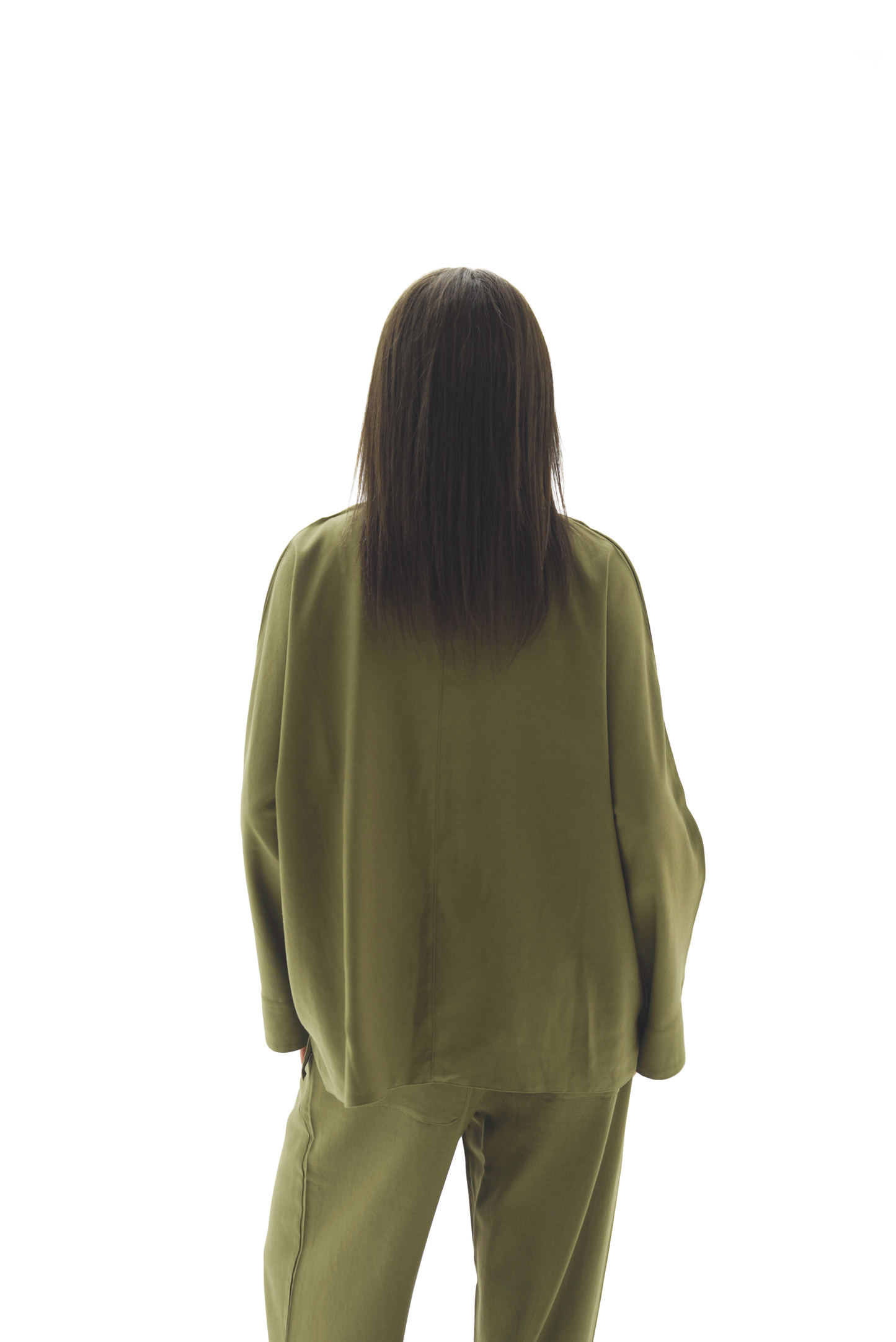 Double buttoned olive linen chemise