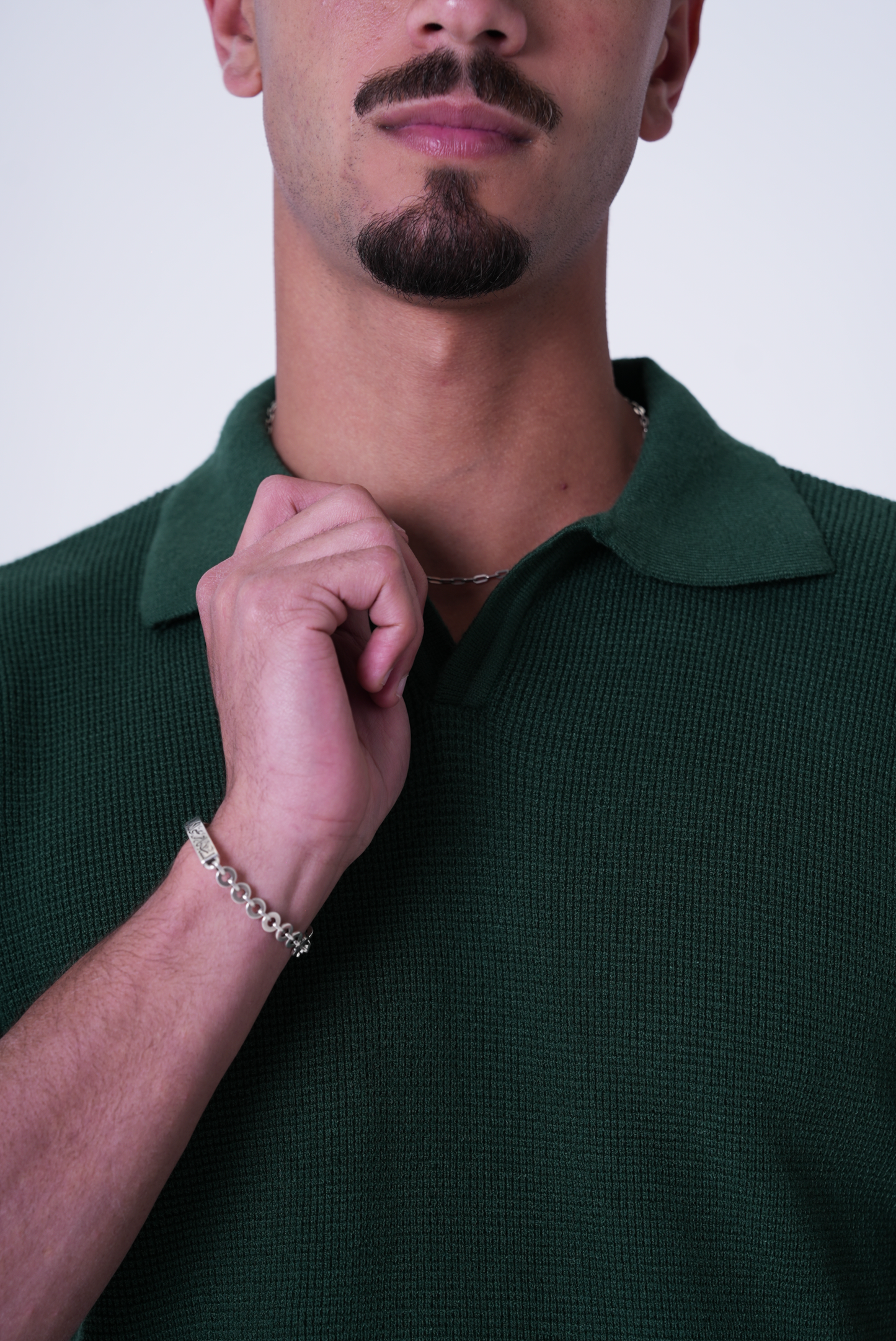 Green knit polo T-shirt