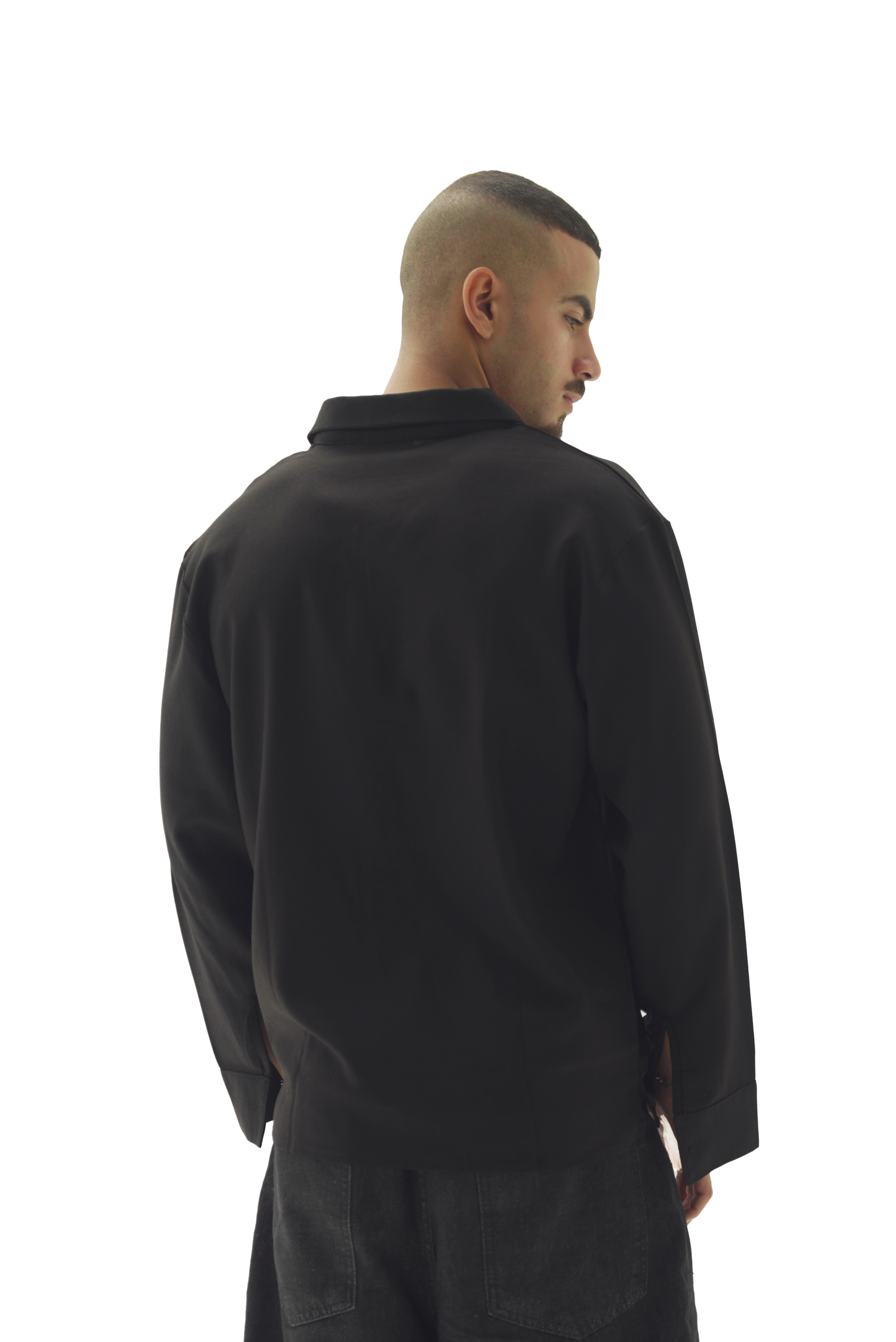 Quarter black linen shirt