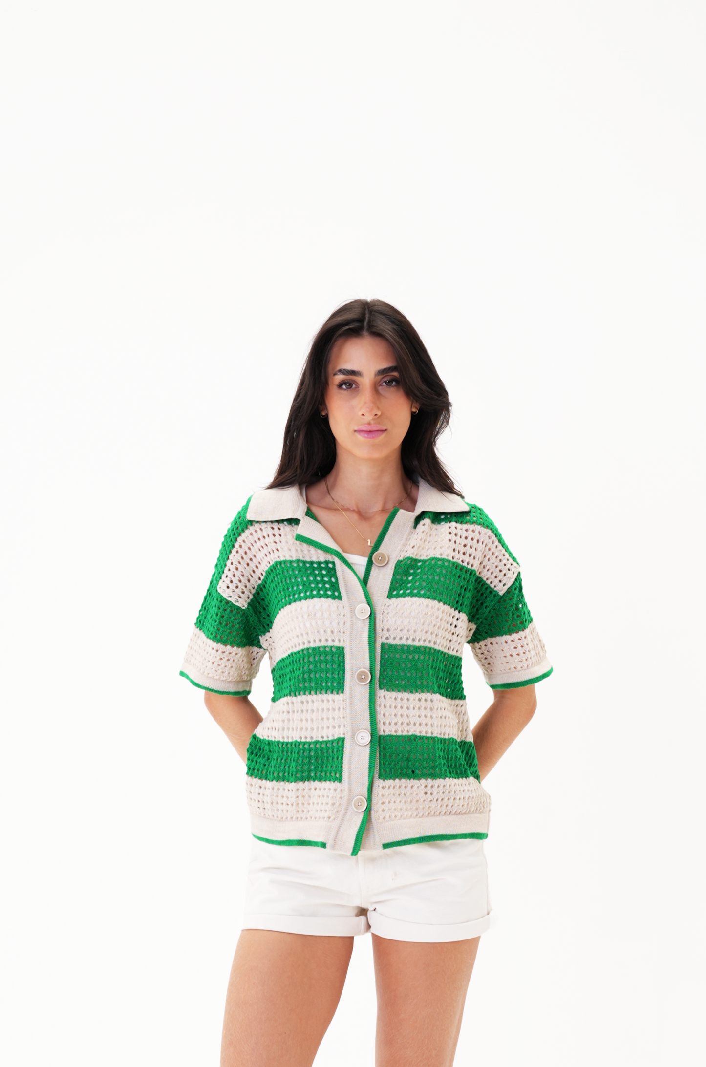 Green & Beige knit cardigan