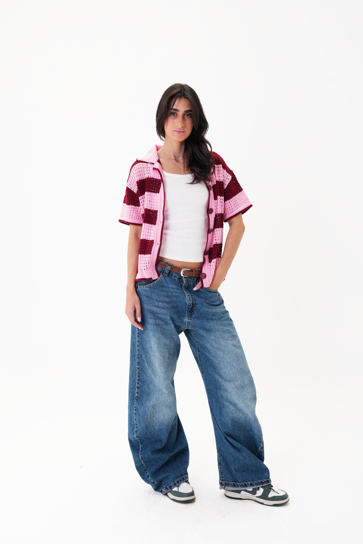 Pink & Burgundy knit cardigan