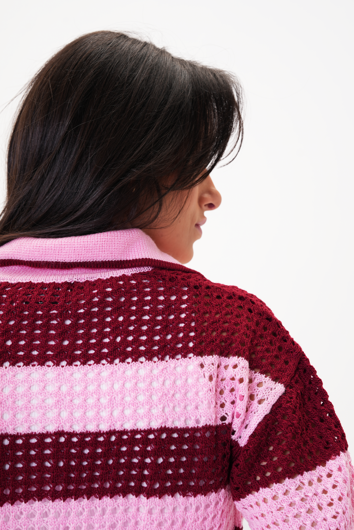 Pink & Burgundy knit cardigan