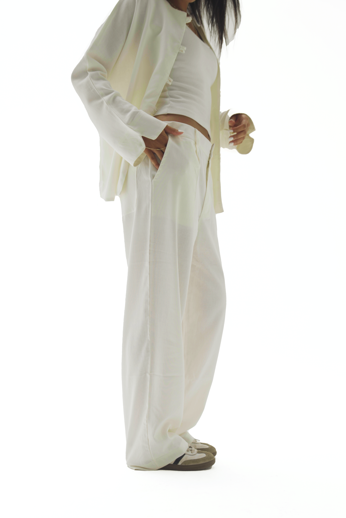 White linen pants