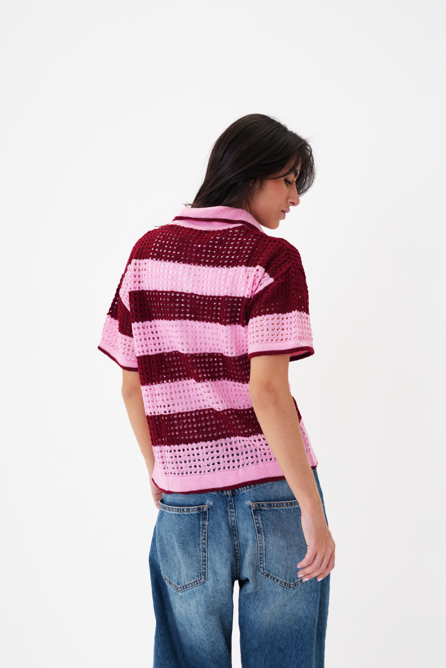 Pink & Burgundy knit cardigan