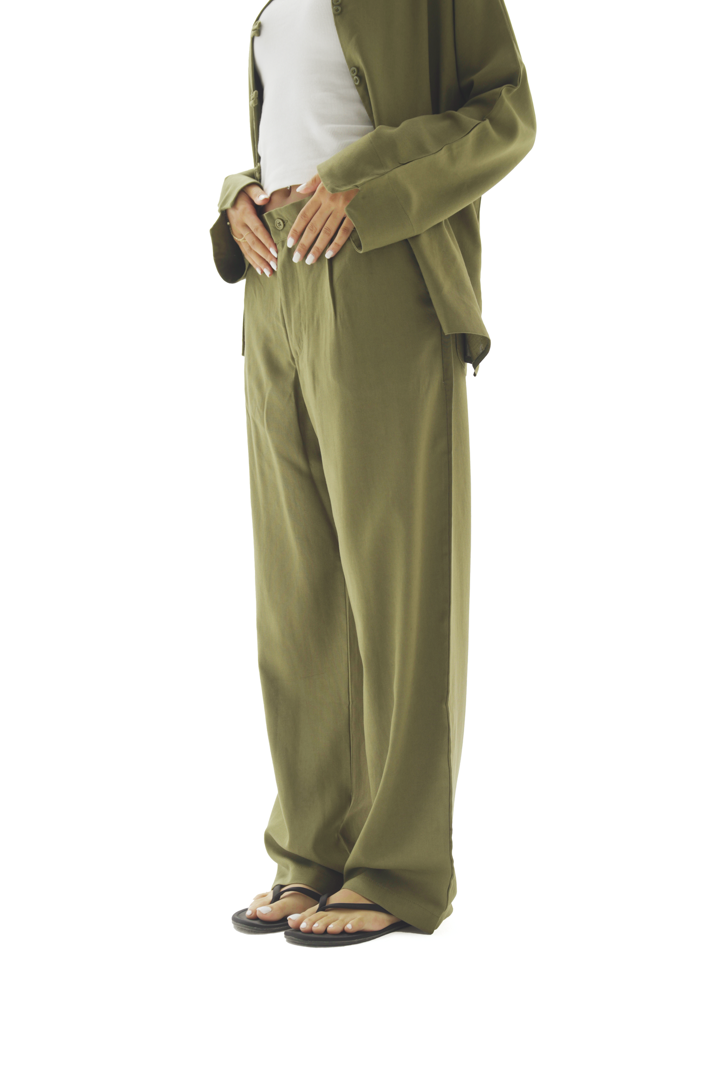 Olive linen pants