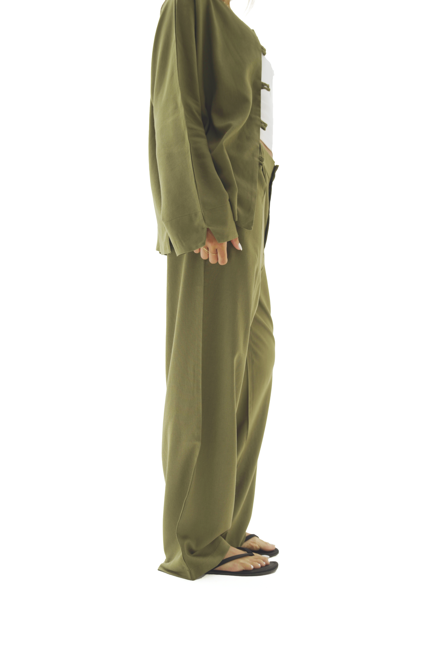 Olive linen pants