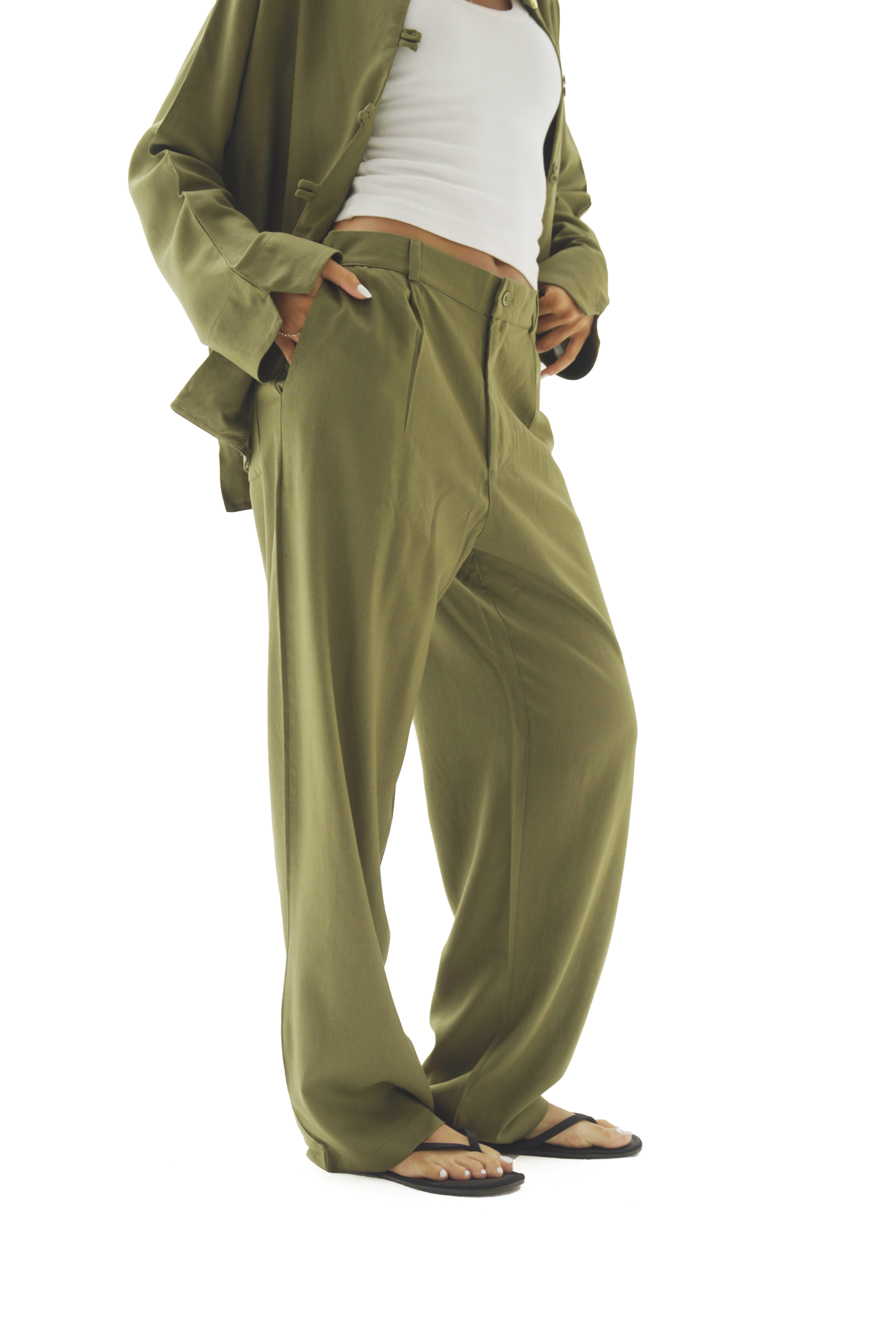 Olive linen pants