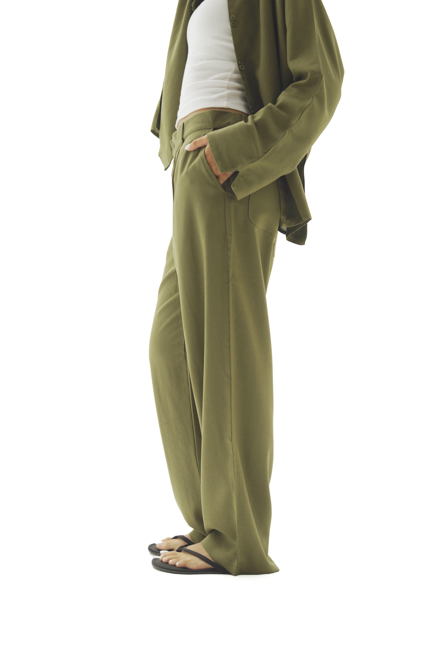 Olive linen pants