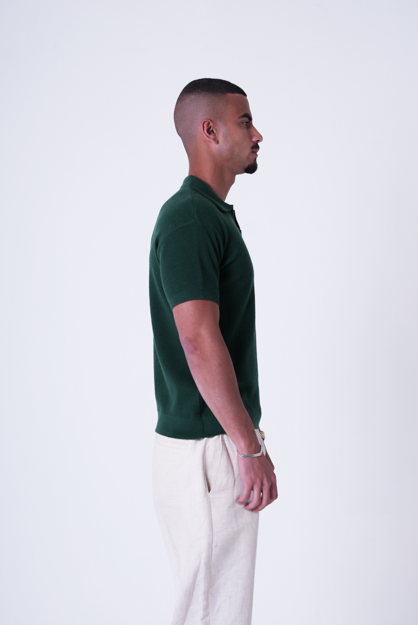 Green knit polo T-shirt