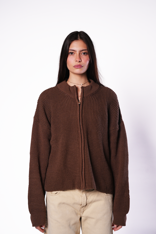 Brown Knit Zipper