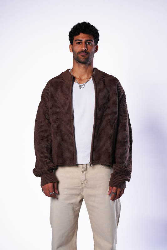 Brown Knit Zipper
