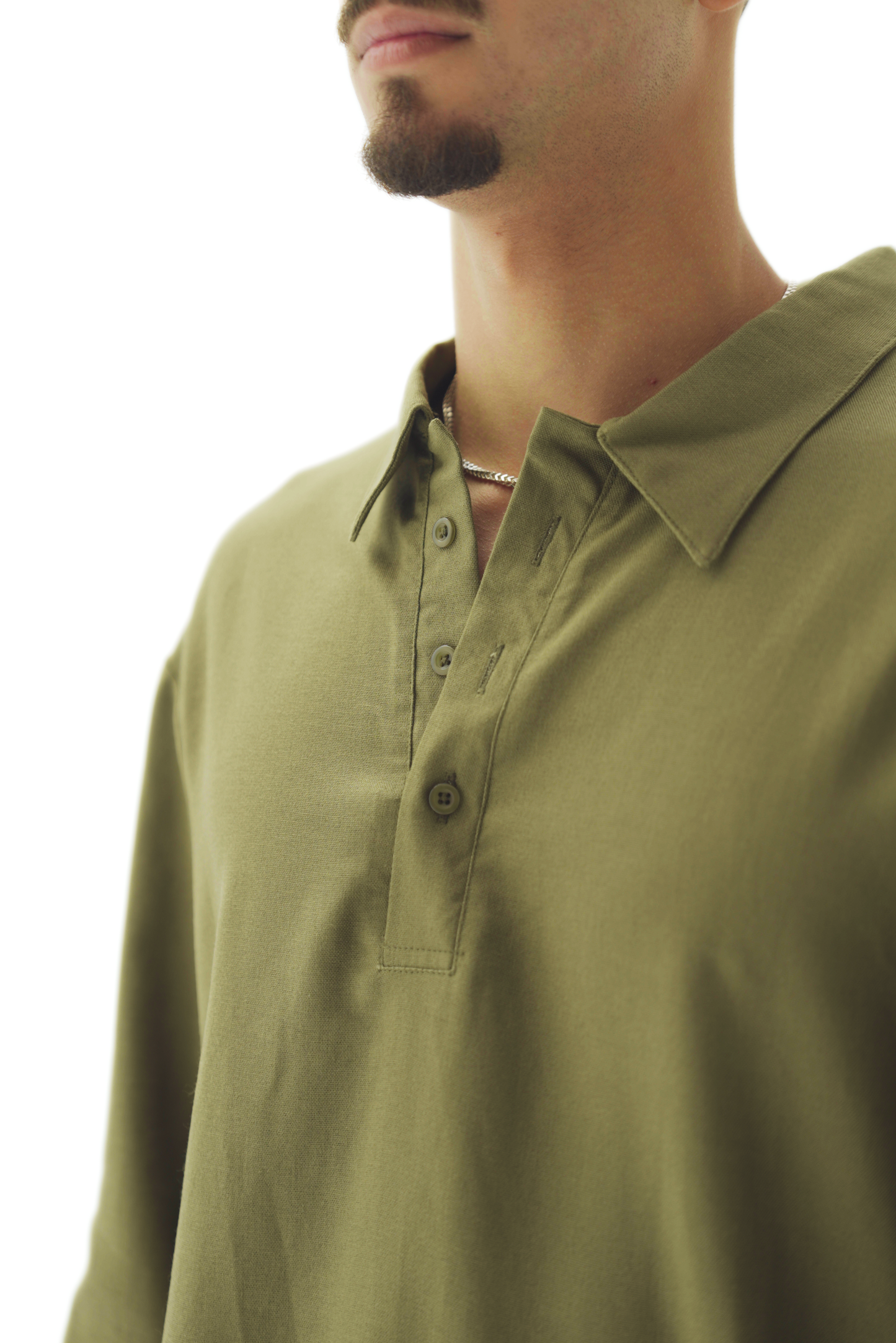 Quarter olive linen shirt
