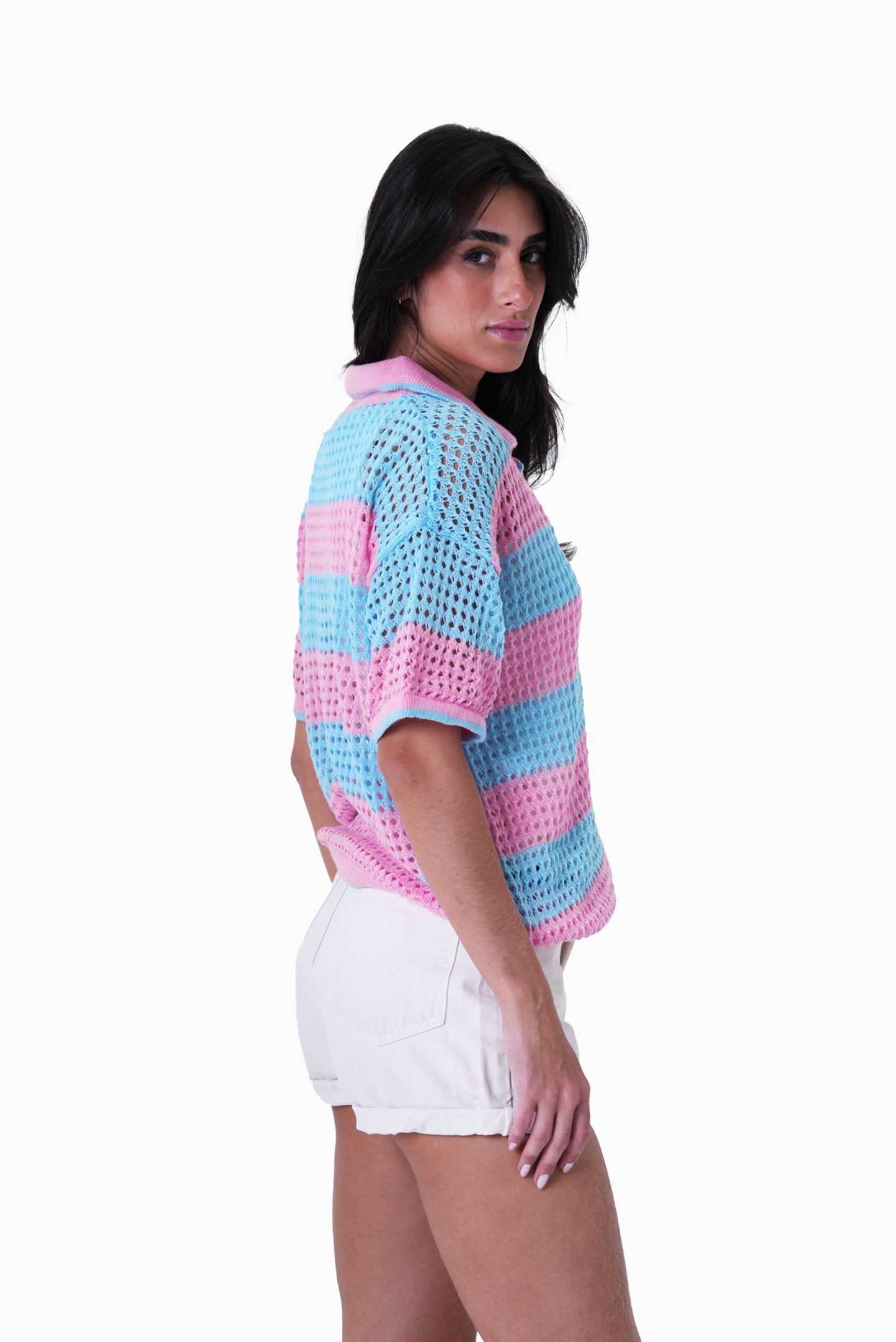 Baby blue & Pink knit cardigan