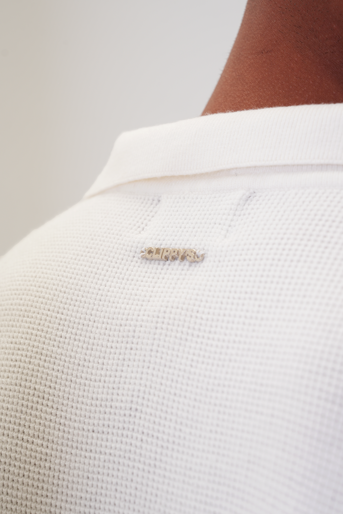 White knit polo T-shirt