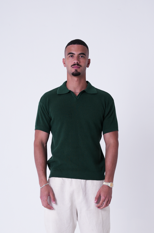 Green knit polo T-shirt