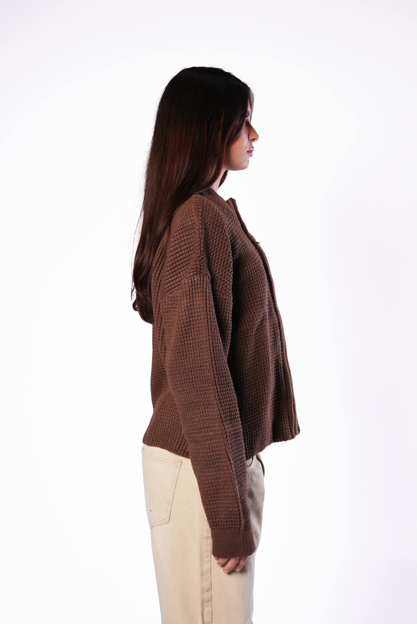 Brown Knit Zipper