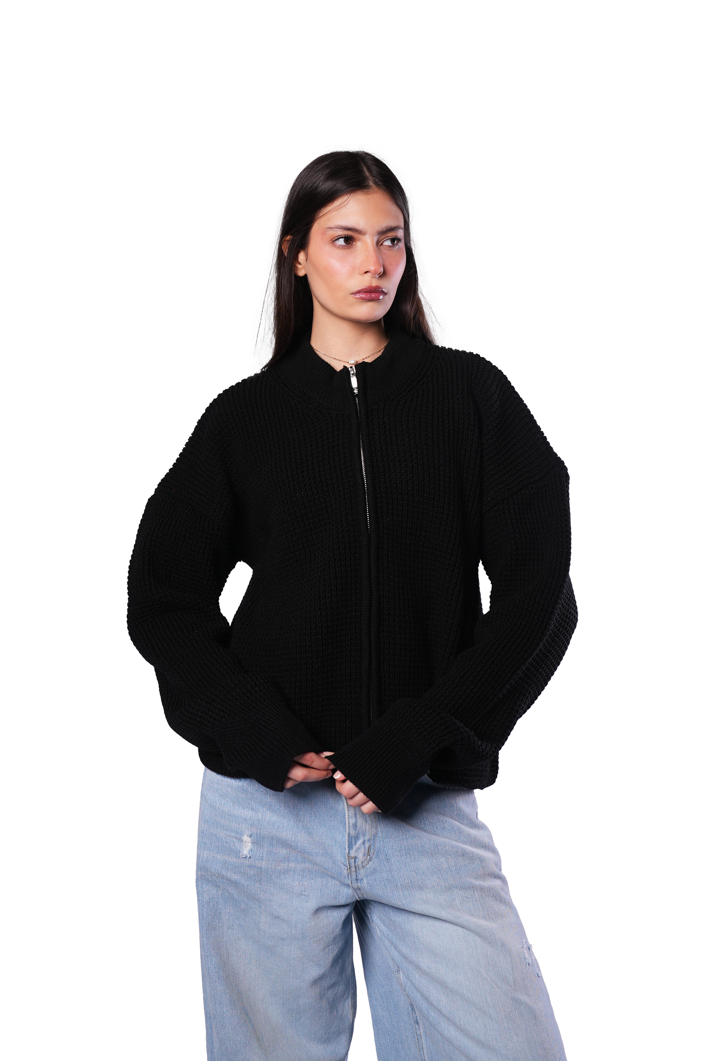 Black Knit Zipper