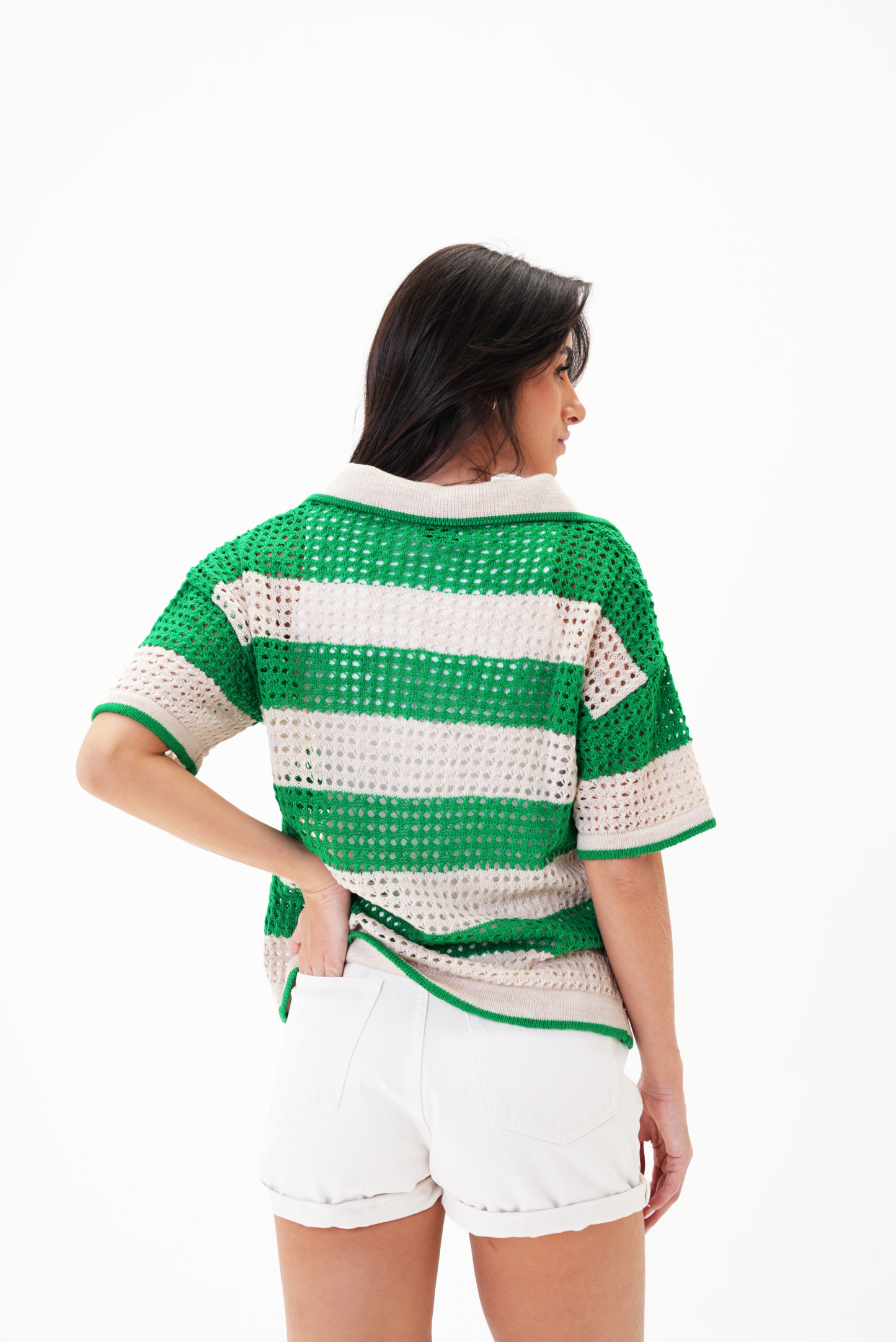 Green & Beige knit cardigan