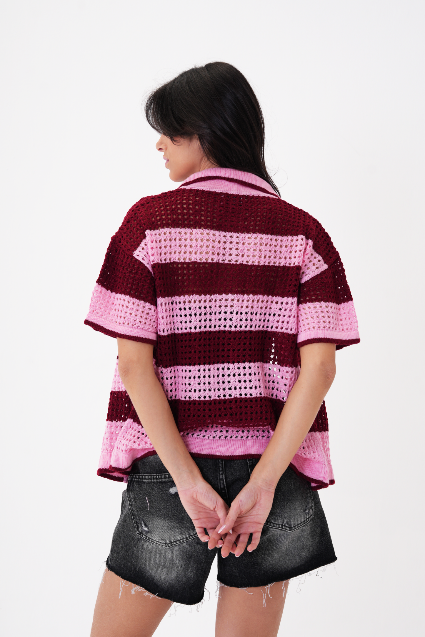 Pink & Burgundy knit cardigan
