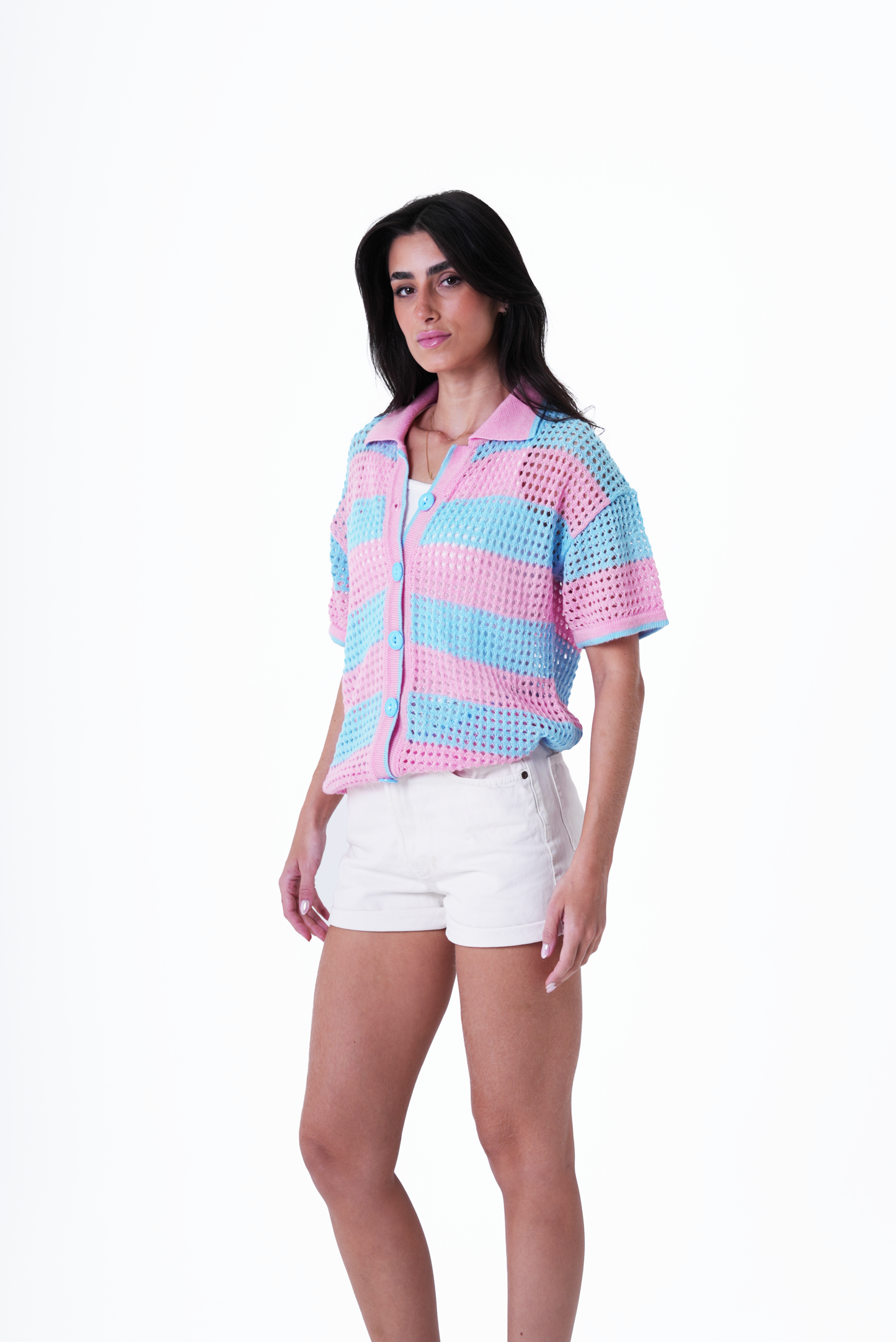 Baby blue & Pink knit cardigan