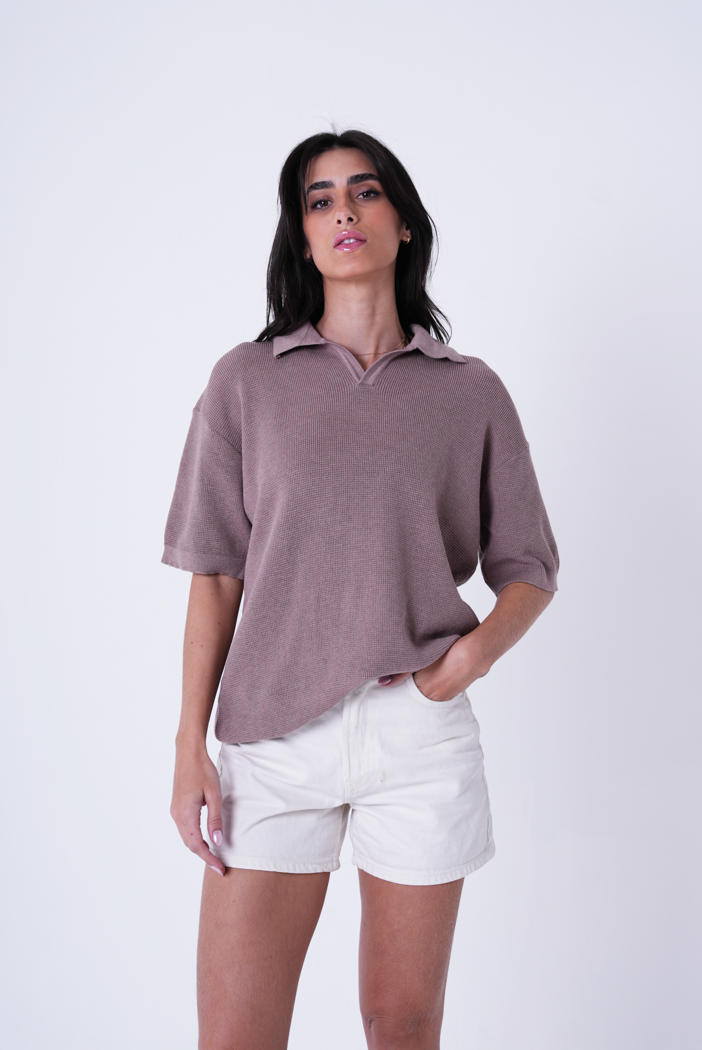 Café knit polo T-shirt