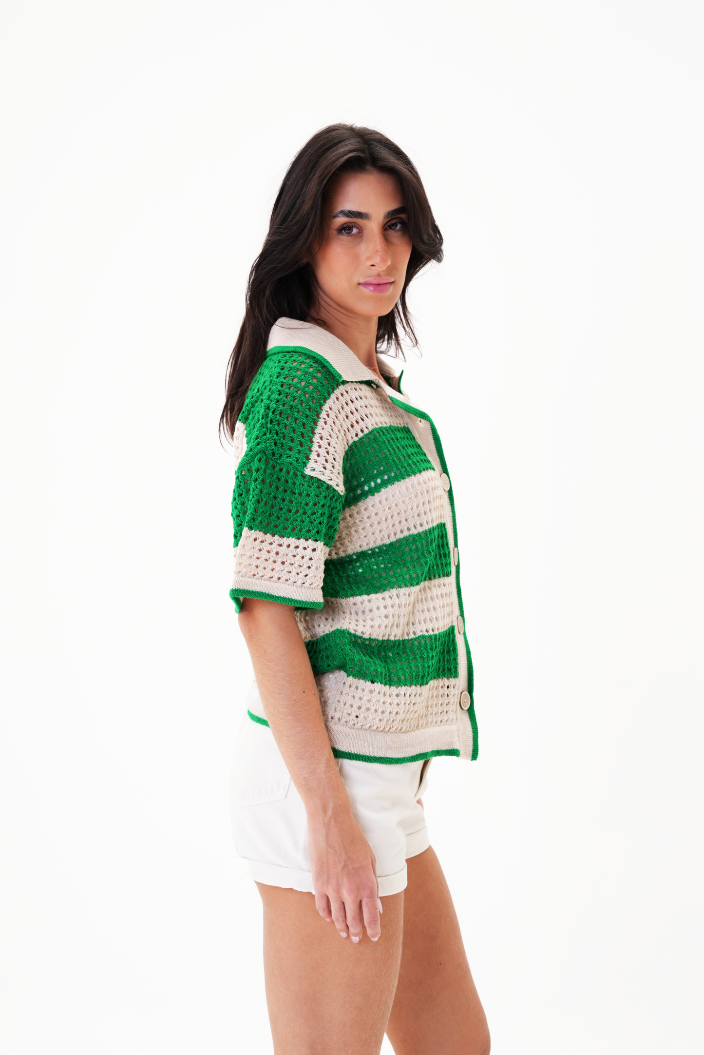 Green & Beige knit cardigan