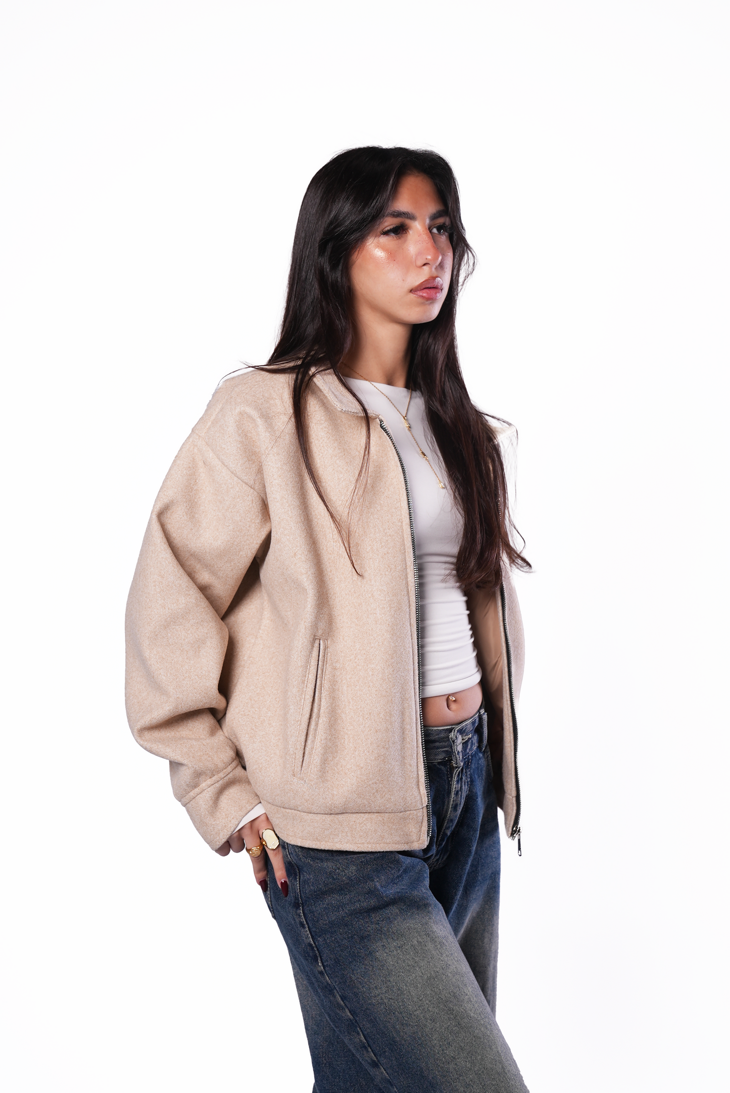 Beige Wool Jacket Women