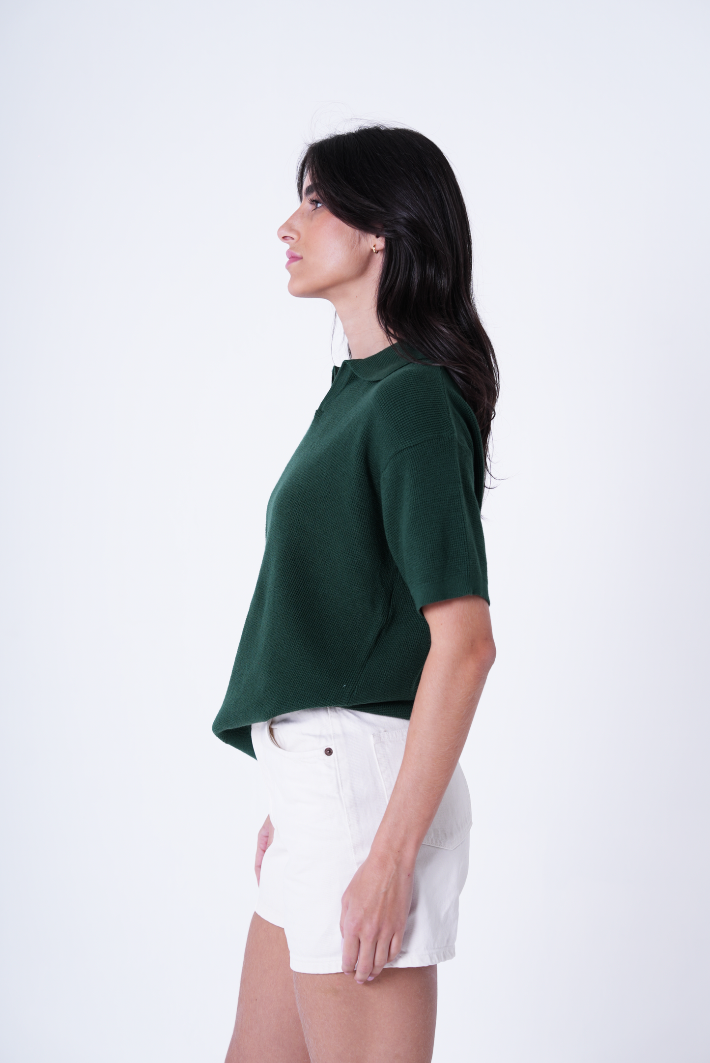 Green knit polo T-shirt