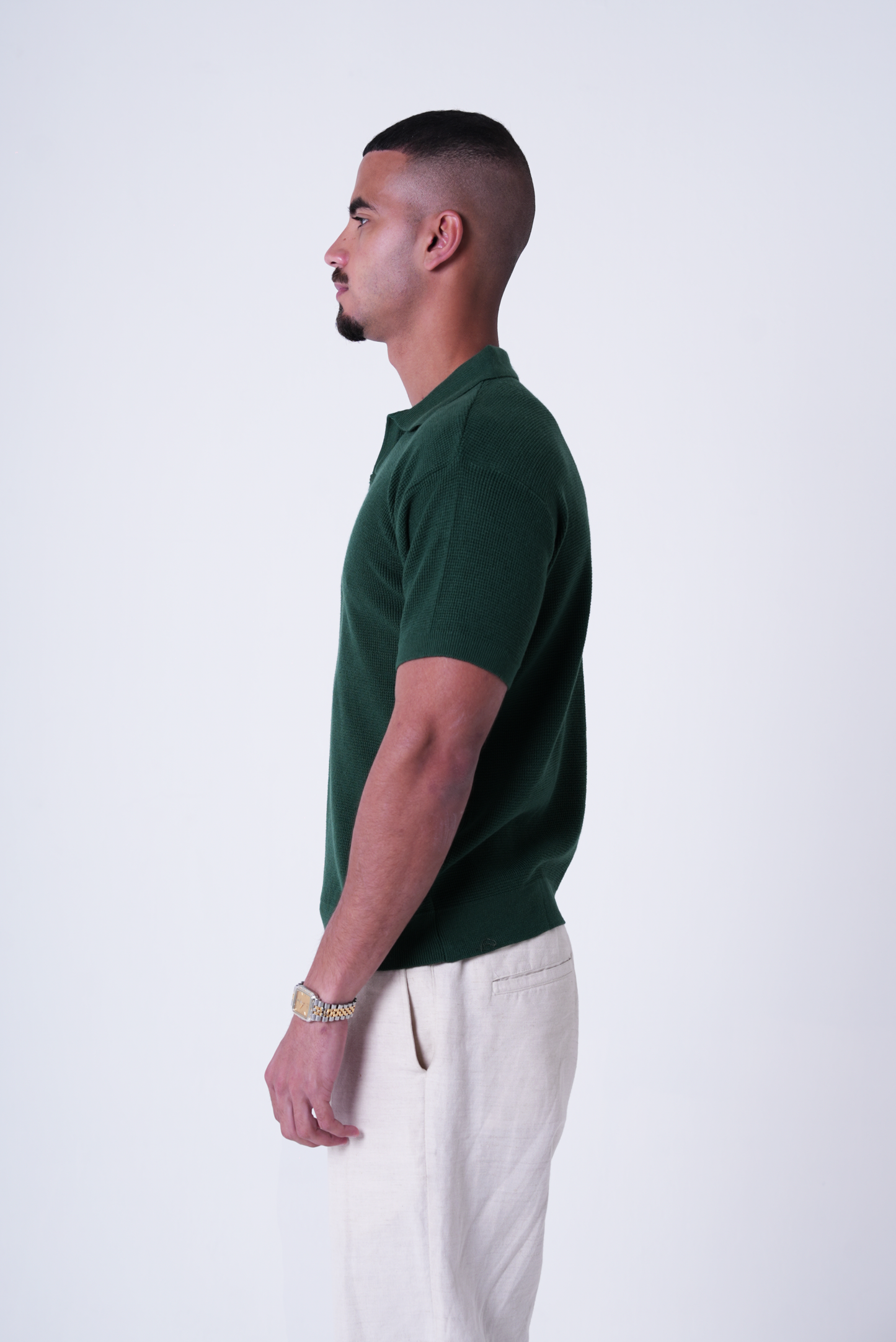 Green knit polo T-shirt