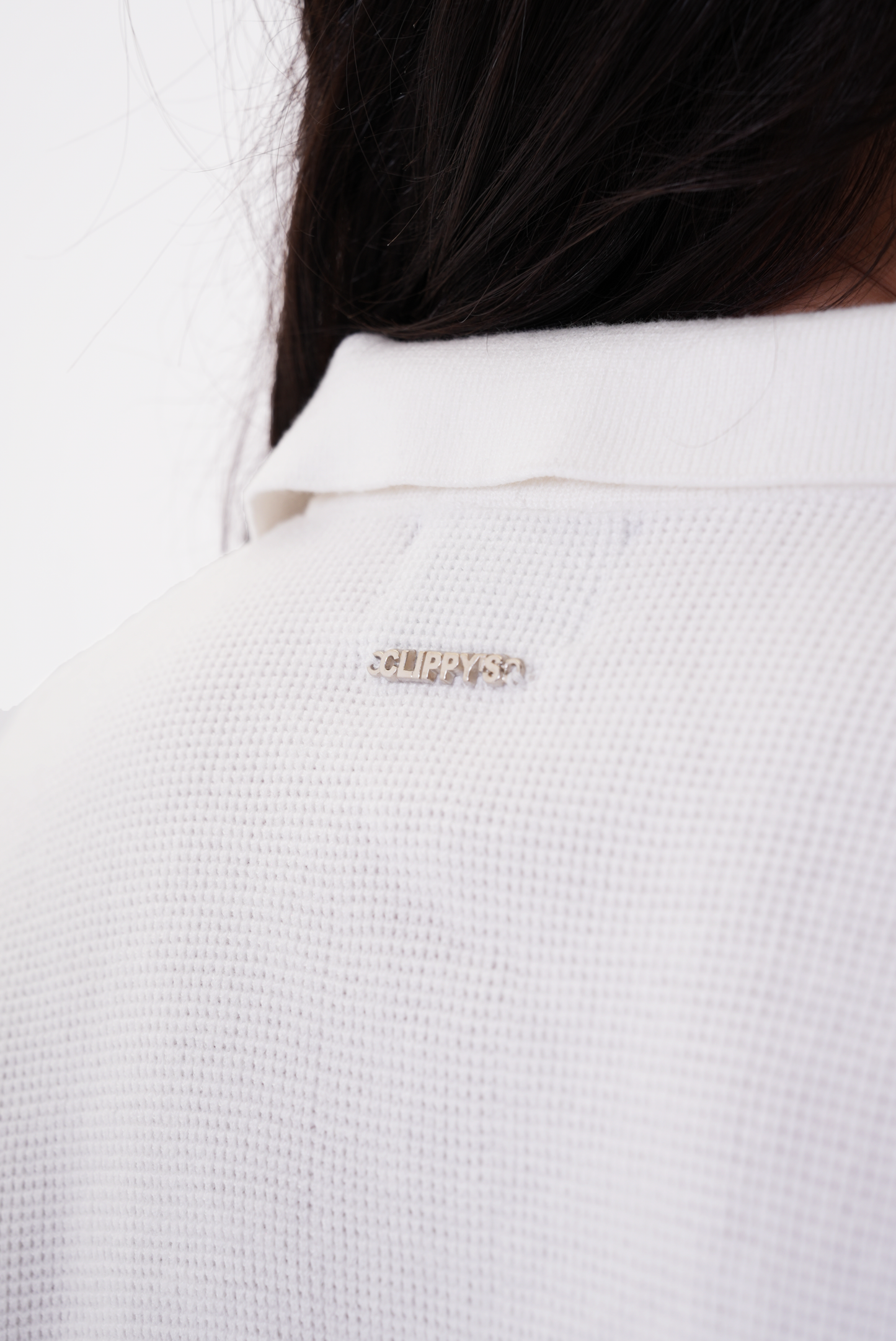 White knit polo T-shirt