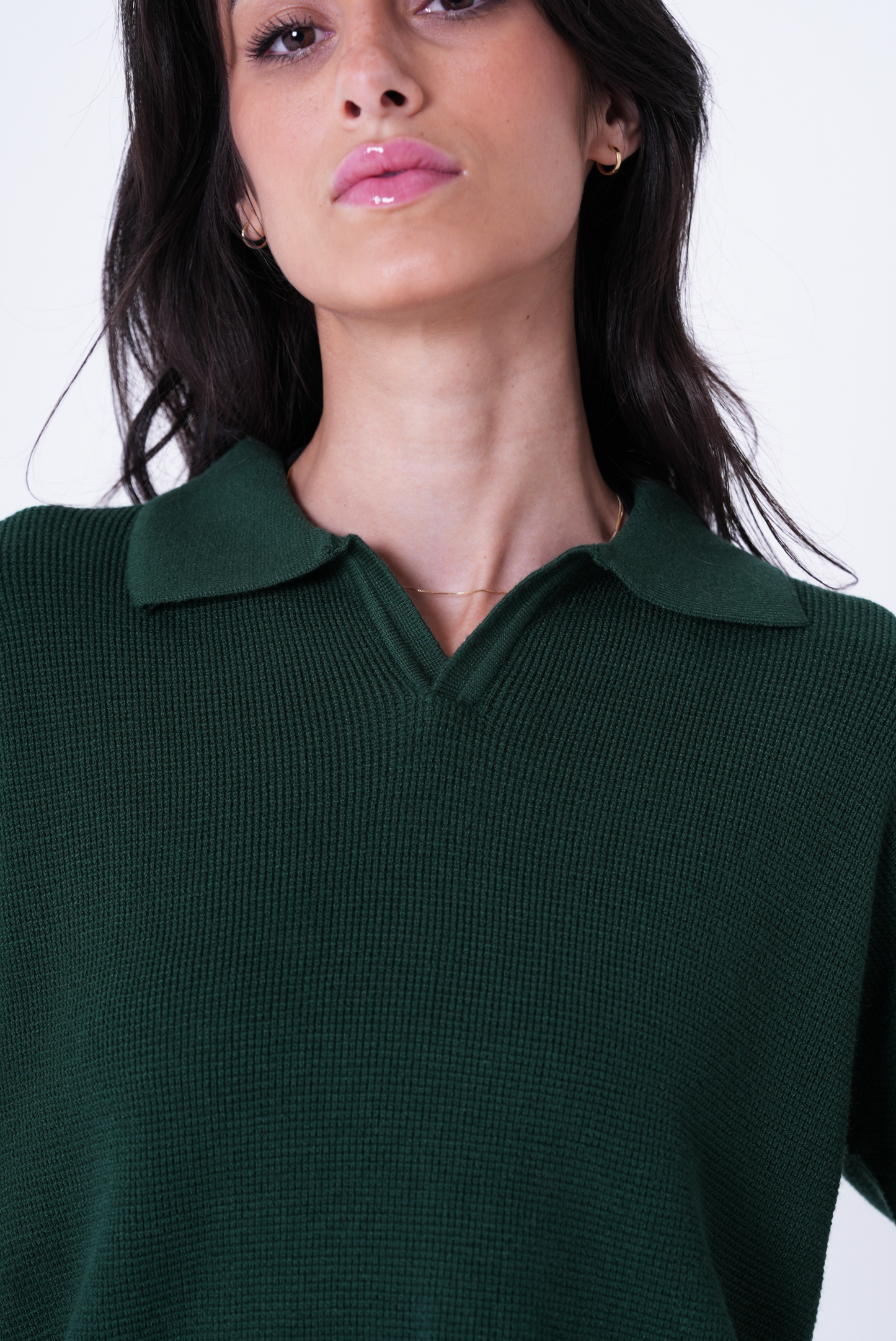 Green knit polo T-shirt