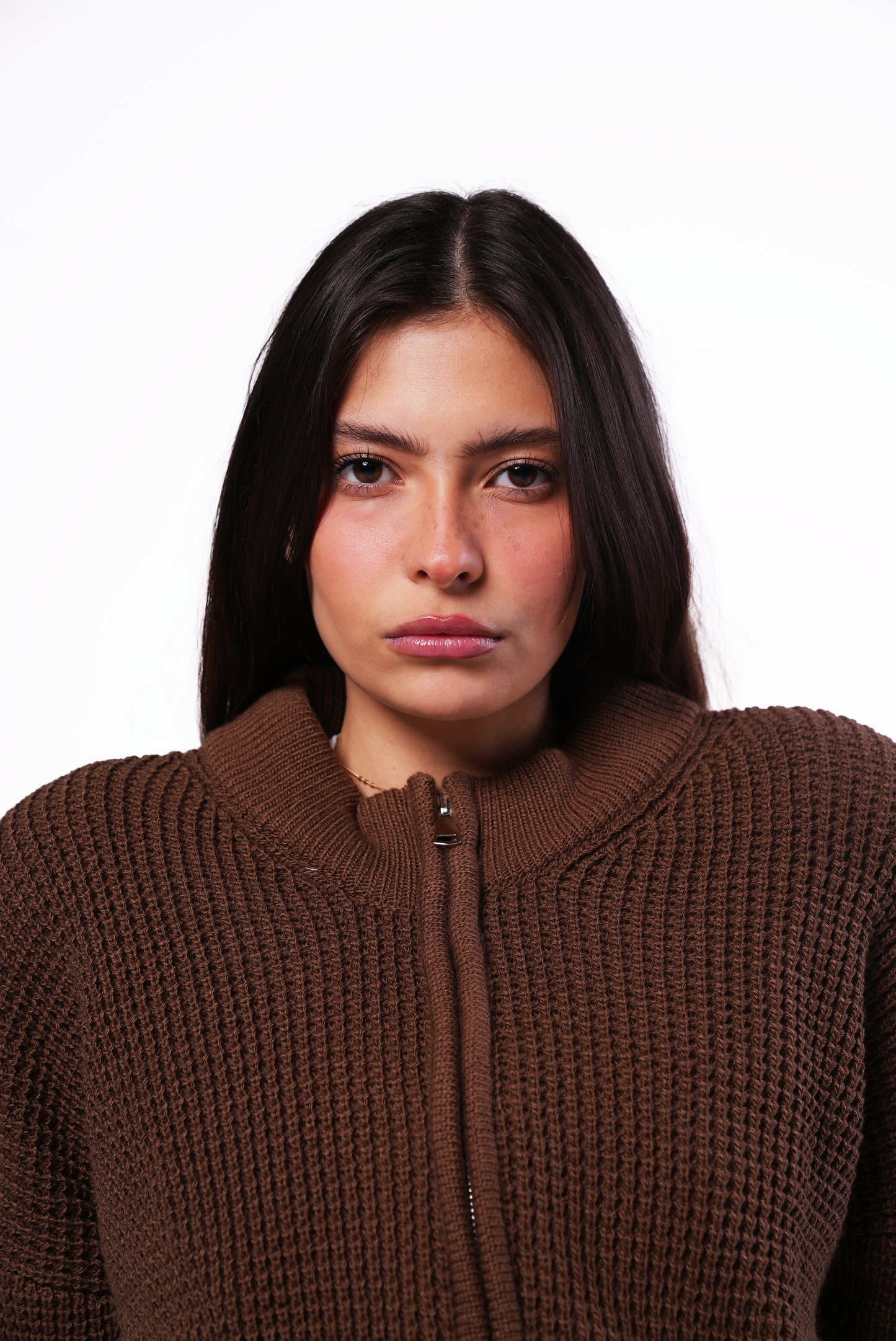 Brown Knit Zipper