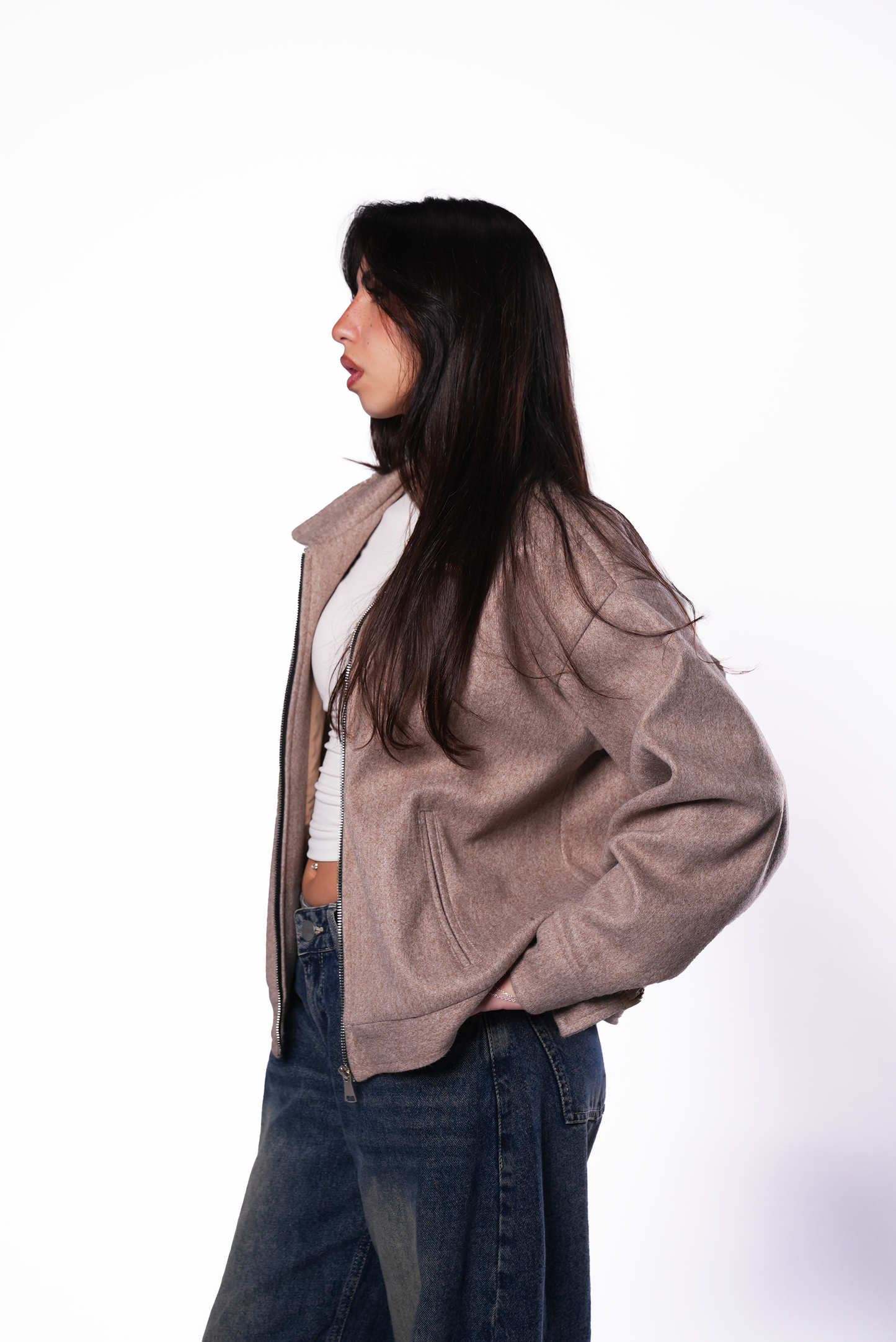 Taupe Wool Jacket Women